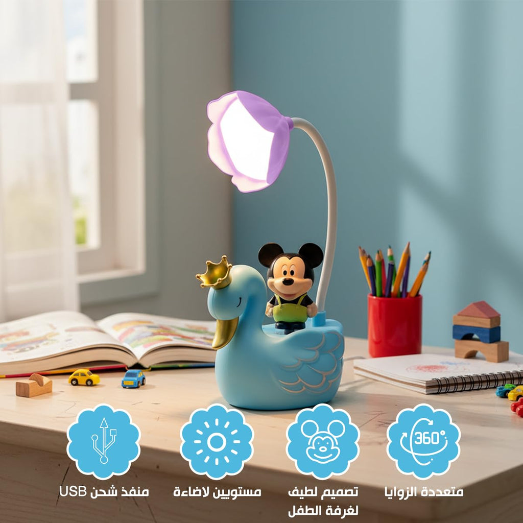 Desk Lamp LED for Study, Foldable Cartoon Reading Light with Multi-Angle Adjustable Head and Power Switch, Soft Table Lamp for Bedroom, Home Office and Bedside, Blue - image 2
