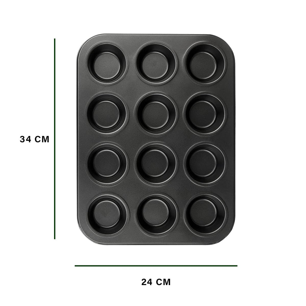 Muffin Pan 12 Cup, Non-Stick Reusable Round Cupcake Baking Mold for Muffins, Cheesecakes, Brownies and Desserts, Home Baking Tray - image 3