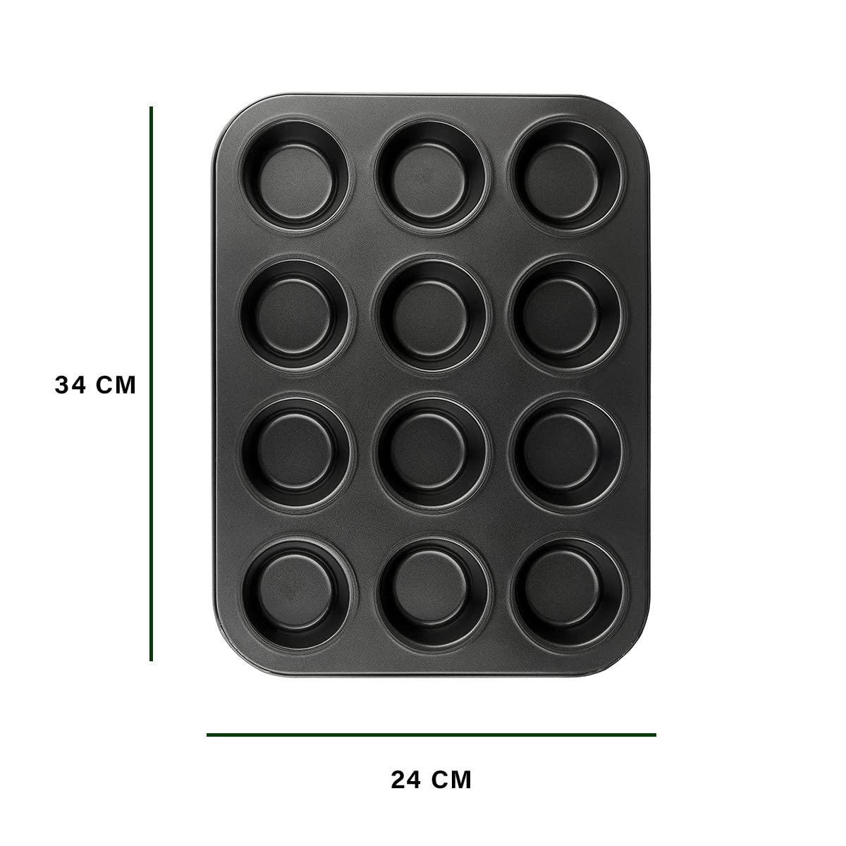 Muffin Pan 12 Cup, Non-Stick Reusable Round Cupcake Baking Tray for Muffins, Mini Cheesecakes, Brownies and Desserts, Home Kitchen Oven Mold (Black) - image 3