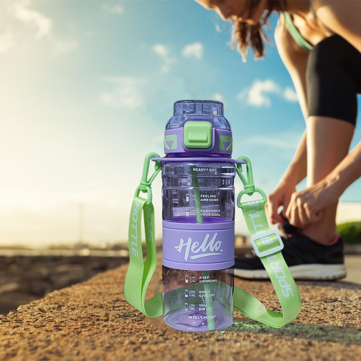 Water Bottle 720 ml with Straw, Leakproof Sports Drinking Bottle with Flip Top Lid for School, Gym, Travel and Daily Use (Purple) - image 7