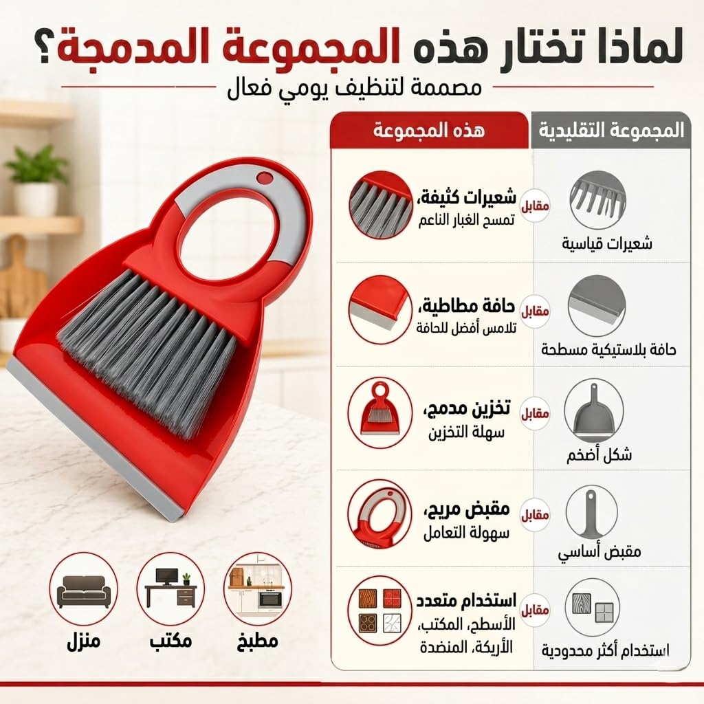 Dustpan and Brush Set, Mini Handheld Broom, Compact Cleaning Kit for Desk, Car, Office, Sofa and Table, Space Saving Sweeping Tool - image 4