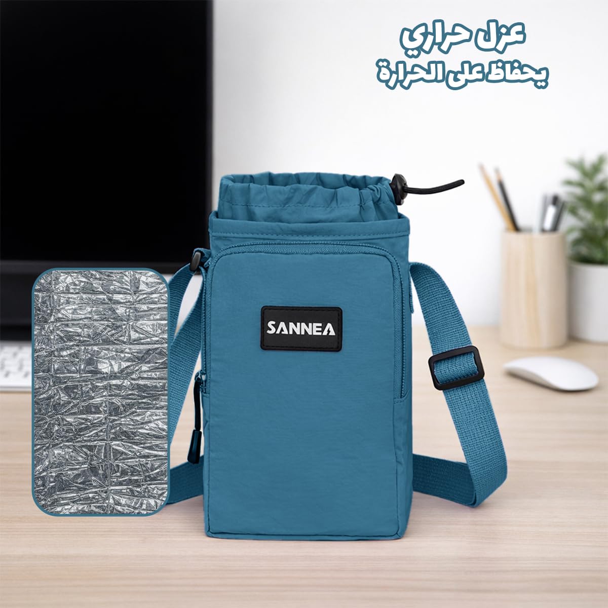 Insulated Lunch Bag 1L, Compact Thermal Cooler Tote with Leak-Resistant Lining and Water-Resistant Lightweight Design for Work, School, Travel and Picnic, BB-533 (Blue) - image 5