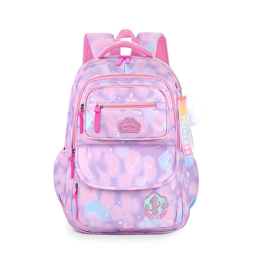 School Backpack for Girls, Lightweight Large Capacity Kids Bag, Stylish Daypack for Travel and Picnic, Back to School (Purple) - image 1