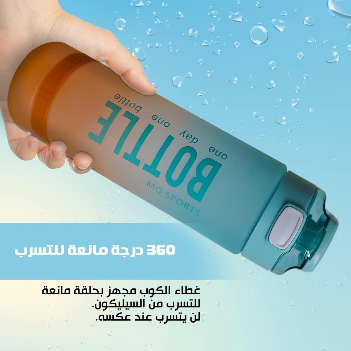 Water Bottle 1L with Handle, Vacuum Insulated Double-Wall Sports Bottle, Leak-Proof BPA-Free Reusable Flask for Gym, Office, School, Travel and Outdoor Use (Blue & Orange) - image 5