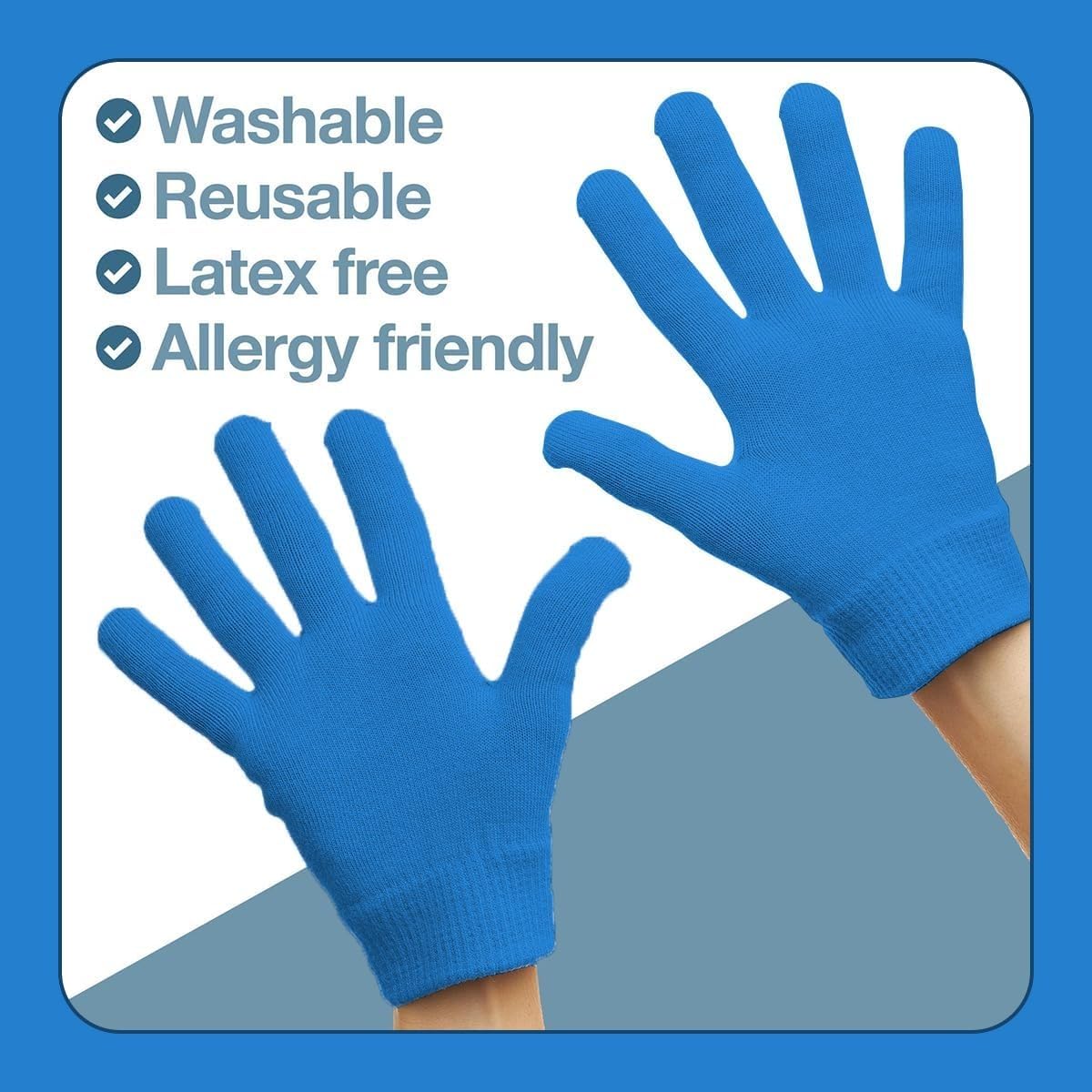 Moisturizing Gel Gloves for Dry Hands, Spa Hand Care with Jojoba Oil, Olive Oil, Vitamin E and Plant Essential Oils, 20-Minute Softening Treatment, Blue - image 3