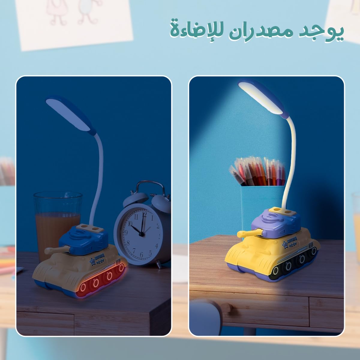 LED Desk Lamp with Phone Holder, USB Powered Study and Reading Light for Home Office, Bedroom and Student Desk, Compact Table Lamp, YC-9900A/B/C (Yellow) - image 3