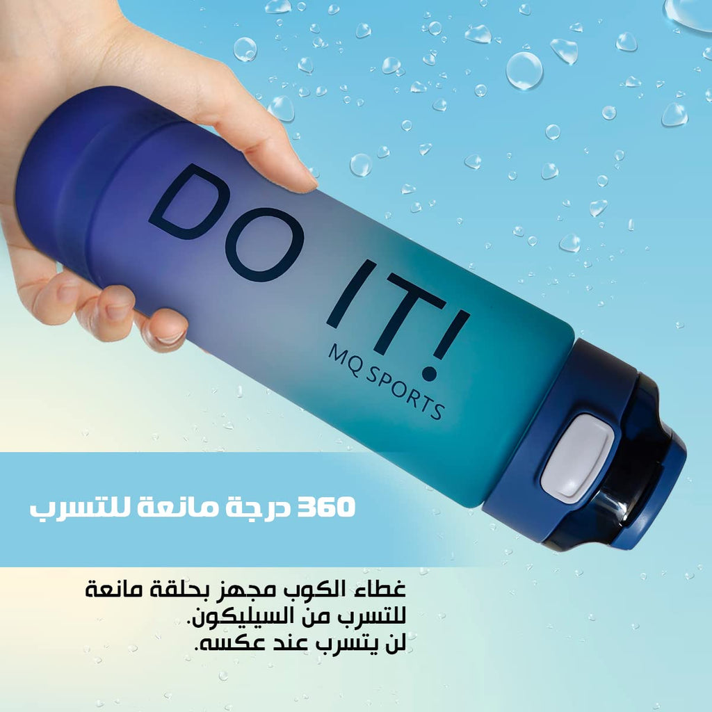 Water Bottle 1 L with Motivational Time Markers, BPA-Free Sports Bottle with Leakproof Flip-Top Lid, Lock and Carry Strap for Gym, School, Office and Travel, Blue - image 5