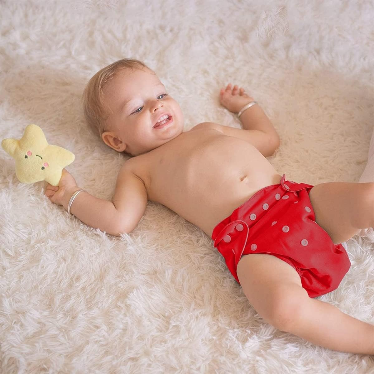 Baby Cloth Diaper – Reusable Baby Adjustable Cotton Pocket Diapers, Washable Nappy, 0-3 Years Soft Waterproof & Breathable Insert Friendly for Newborn Infant Toddler (Red) - image 5