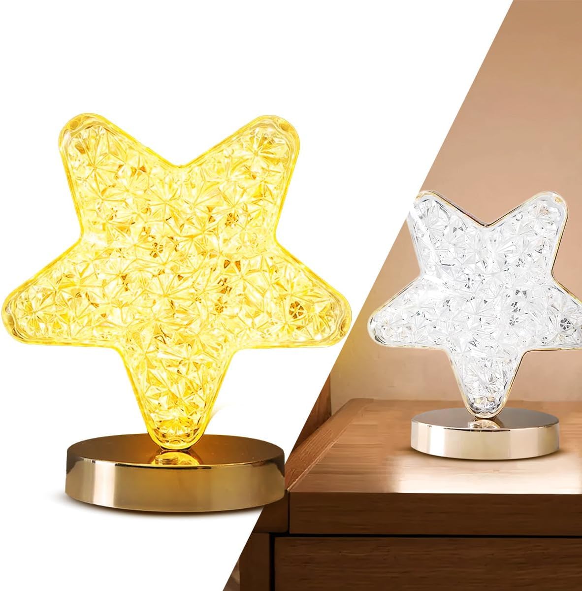 Crystal Table Lamp LED, Golden Acrylic Touch Lamp with 3 Light Modes and Dimmable Brightness, Decorative Bedside Night Light for Bedroom, Living Room and Desk (Gold, Model 8207) - image 1
