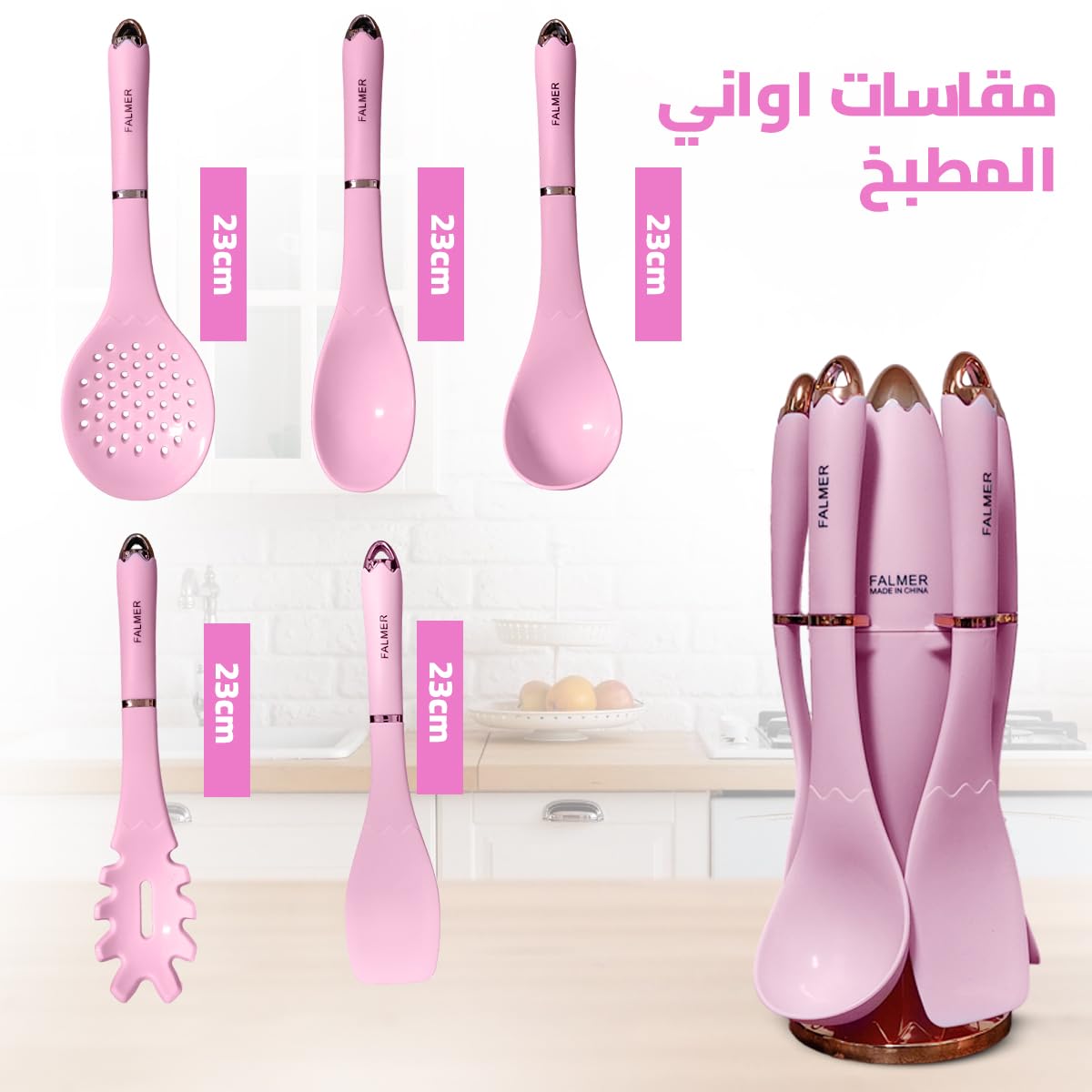 Silicone Kitchen Utensils Set with Spatula, Spoon, Skimmer, Pasta Server and Turner, Food-Grade Dishwasher-Safe Cooking Tools for Mixing, Serving and Nonstick Cookware, Pink - image 3