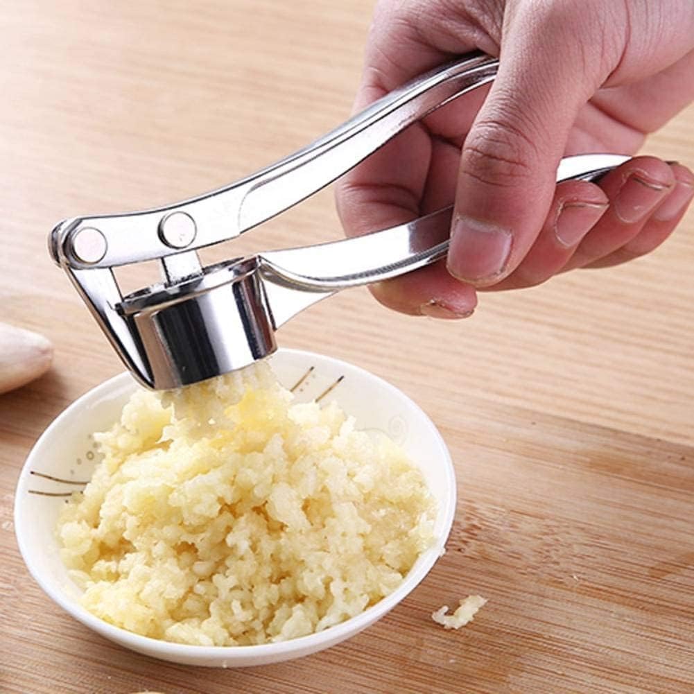 Garlic Press, Stainless Steel Manual Crusher and Mincer with Ergonomic Handle for Crushing Garlic Cloves, Compact Easy-Clean Kitchen Tool, Silver, XD-71 - image 7