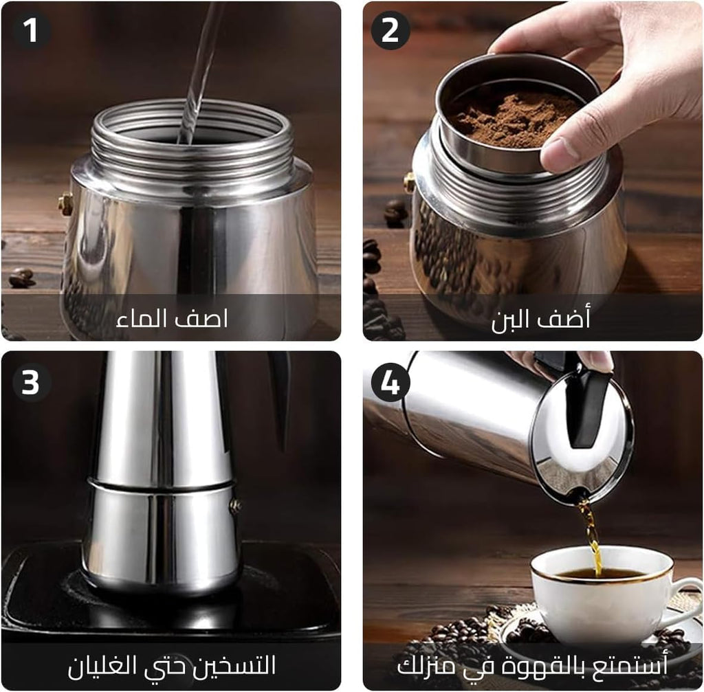 Espresso Maker 2 Cup, Stainless Steel Stovetop Moka Pot, Portable Italian Coffee Brewer with Fast Heating, Induction Compatible for Home, Office and Kitchen - image 4