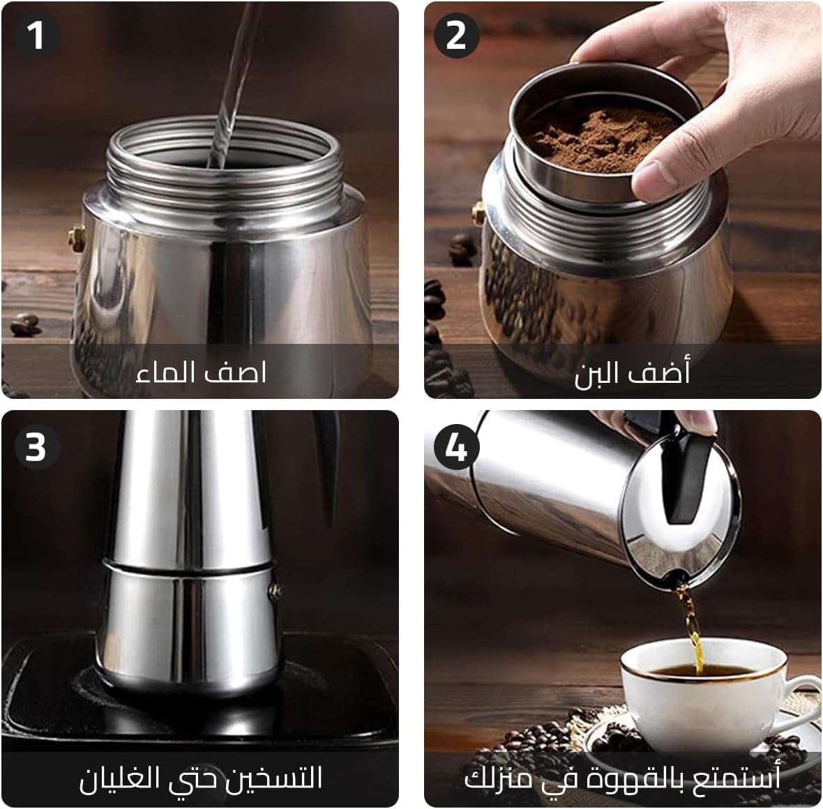 Espresso Maker 2 Cup, Stainless Steel Stovetop Moka Pot, Portable Italian Coffee Brewer with Fast Heating, Induction Compatible for Home, Office and Kitchen - image 4
