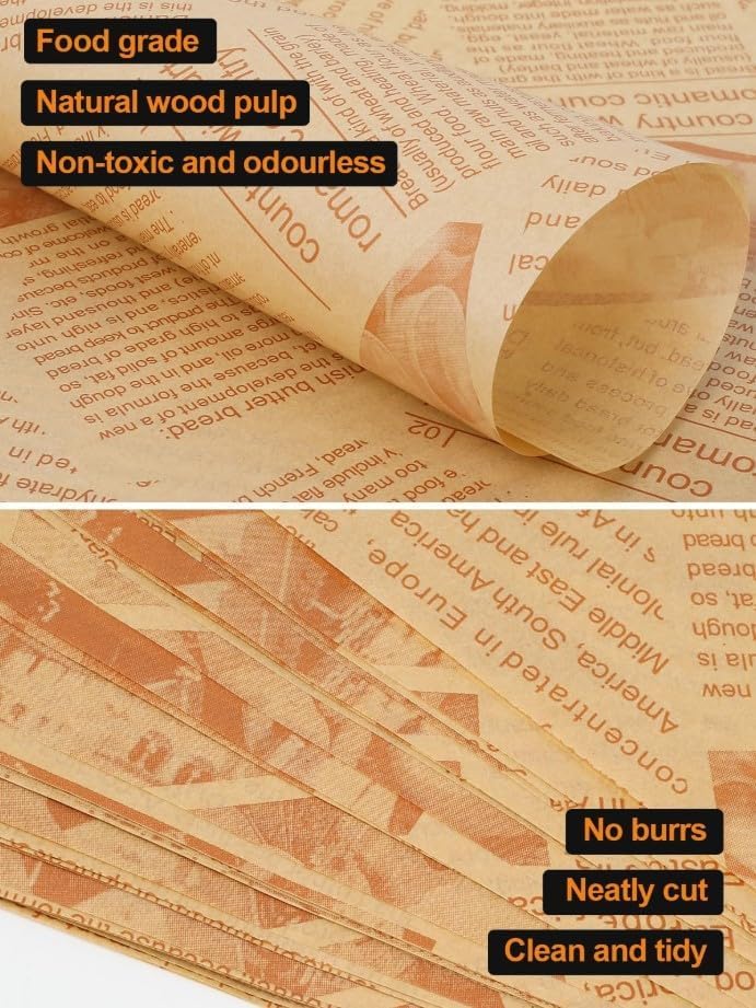 Baking Paper Roll 5m x 30cm, Non-Stick Greaseproof Parchment with Vintage Newspaper Print for Oven Baking, Roasting, Tray Lining and Food Wrapping, Brown - image 4