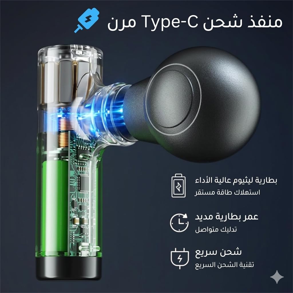 Massage Gun, Handheld Body Massager with Multiple Interchangeable Heads, Low-Noise Vibration Device for Shoulders, Back, Arms and Legs, Black - image 3
