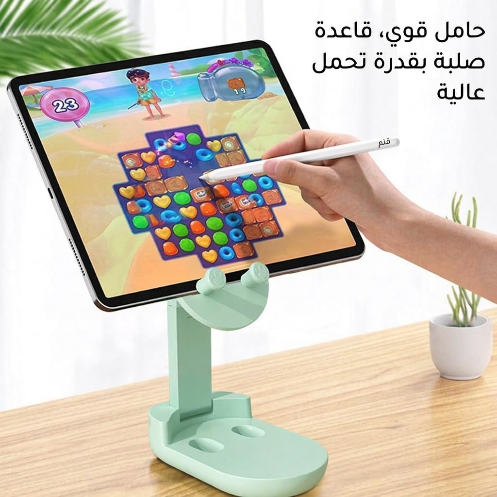 Phone Stand, Adjustable Foldable Desk Mobile Holder for Smartphones and Tablets, Portable Cartoon Stand for Video Calls, Watching, Study, Home and Office, Mint Green - image 4