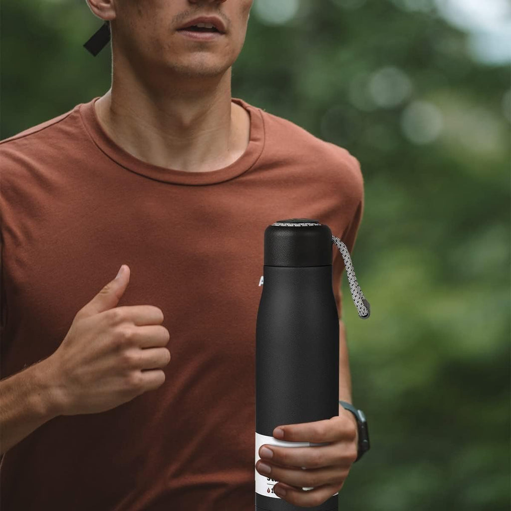 Water Bottle 500ml Stainless Steel Vacuum Insulated Thermal Flask, Double-Wall Leak-Proof Wide-Mouth BPA-Free for Hot Cold Drinks Gym Travel, Black - image 7