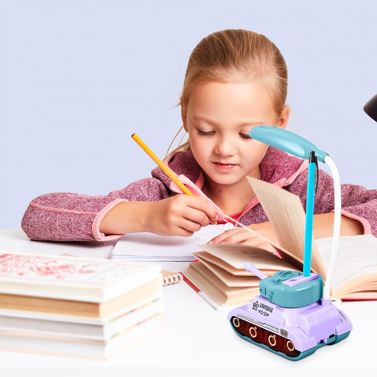 LED Desk Lamp with Phone Holder, USB Powered Adjustable Table Light with Night and Wide Lighting for Study, Reading, Bedside, Home and Office, YC-9900A/B/C (Purple) - image 6
