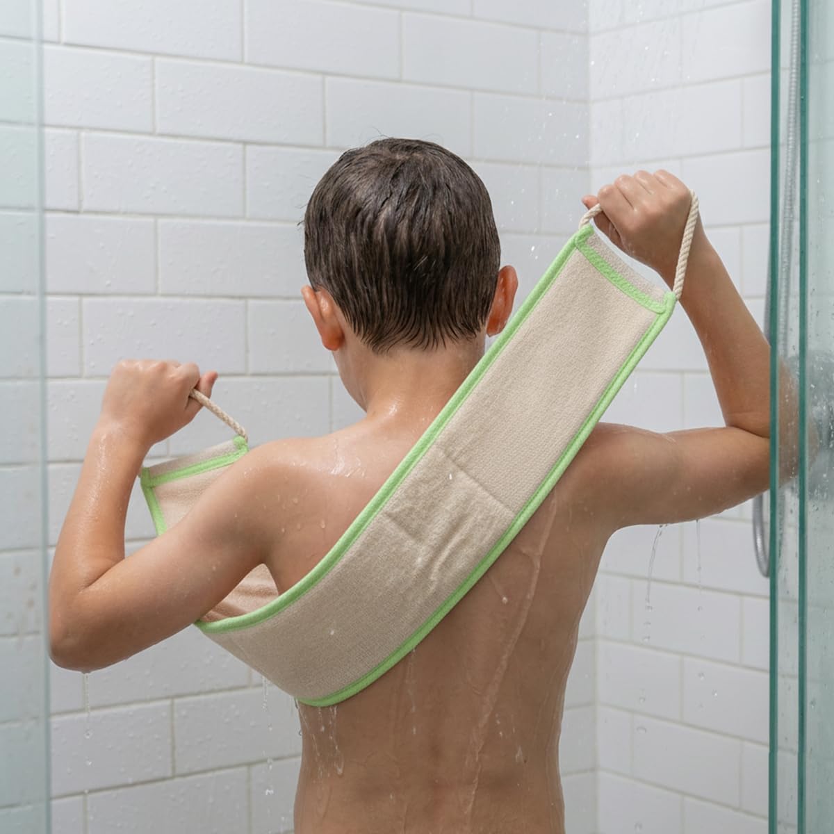 Bath Loofah with Long Strap, 80 cm Microfiber Back Scrubber and Exfoliating Shower Belt for Body, Shoulders and Feet, for Men and Women, B-629 (Green) - image 6