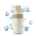 Water Bottle 600ml, Vacuum Insulated Stainless Steel Flask with Straw Lid, Carry Handle, Leakproof Double Wall Design, BPA-Free for Gym, Travel and Daily Use, F-1542 (Brown) - image 1