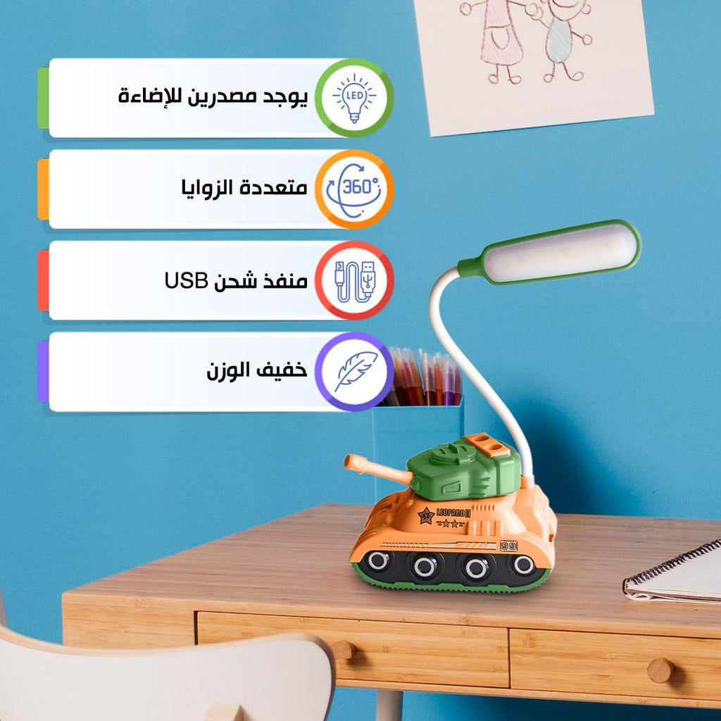 LED Desk Lamp with Phone Holder, USB Powered Study and Reading Table Light with Night Light and Wide-Area Illumination for Home Office, Bedroom and Students, YC-9900A/B/C (Orange) - image 2