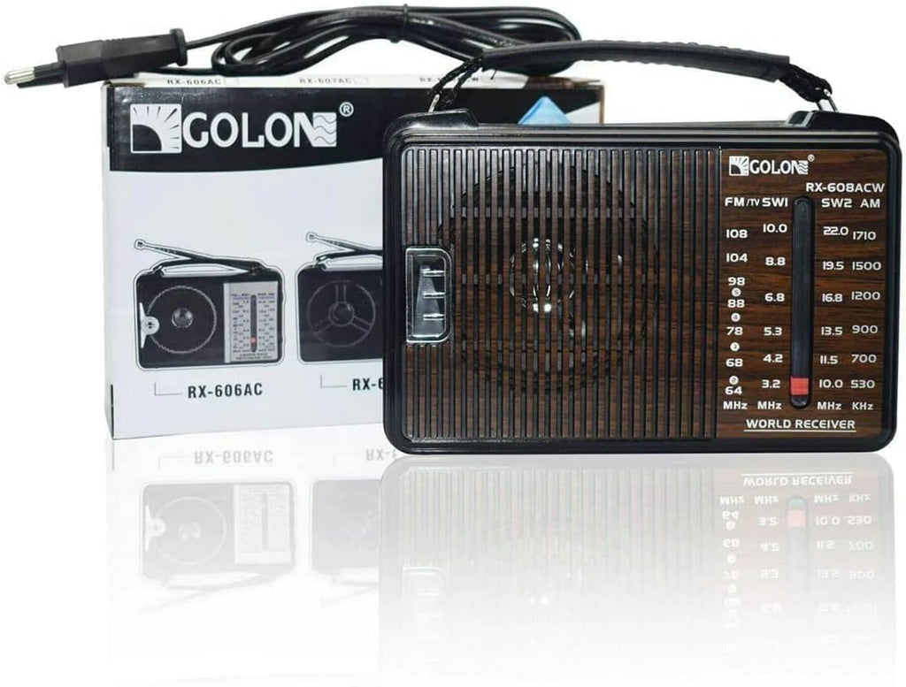 Radio FM/AM/SW, High-Sensitivity Portable Radio with Speaker, Multifunctional Bands, AC/DC, Precise Tuning Knob - Light weight Transistor, Black (608) - image 1