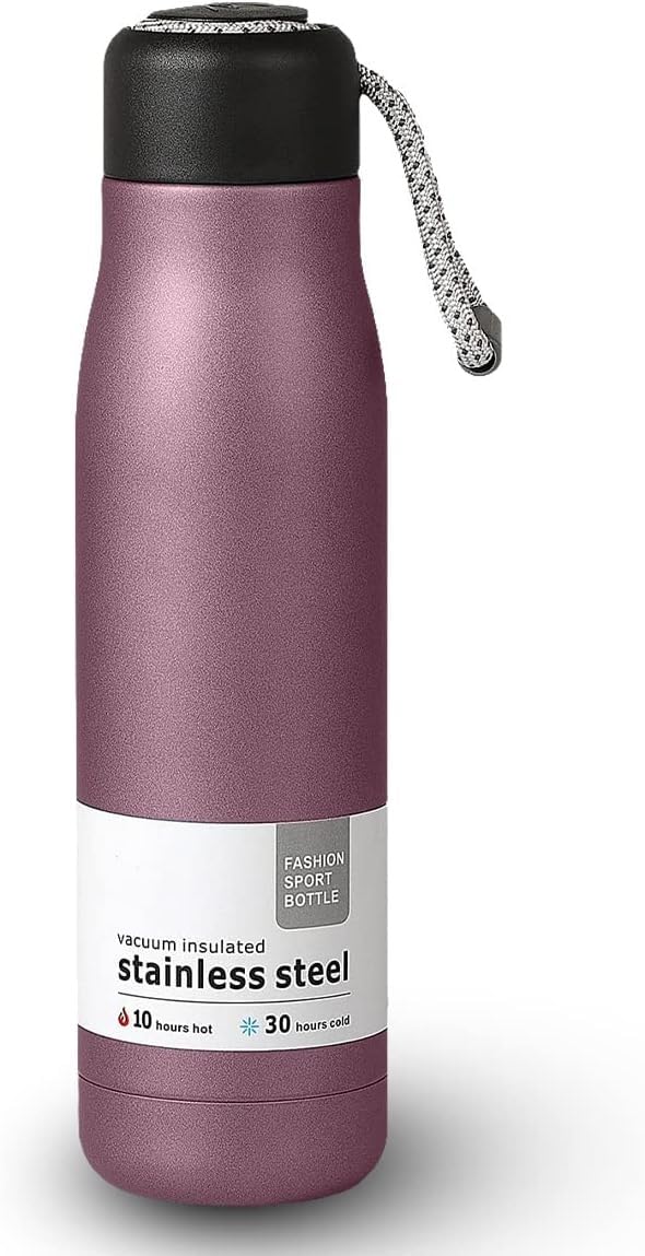 Water Bottle 500ml, Vacuum Insulated Stainless Steel Flask with Leakproof Lid, BPA-Free Double Wall Bottle for Hot and Cold Drinks, Gym, Travel, Office and Daily Use (Pink) - image 1