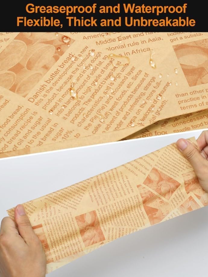 Baking Paper Roll 5m x 30cm, Non-Stick Greaseproof Parchment with Vintage Newspaper Print for Oven Baking, Roasting, Tray Lining and Food Wrapping, Brown - image 3