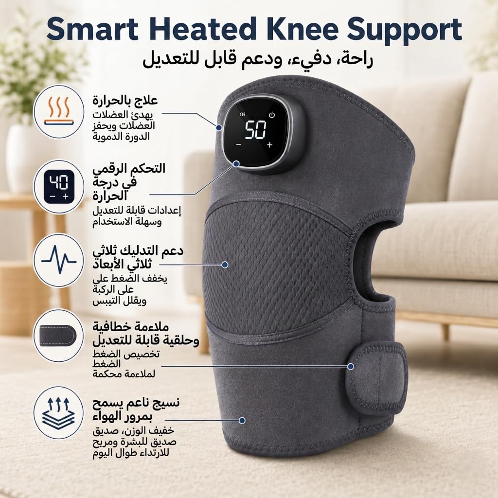 Knee Massager with Heat and Vibration, Cordless Adjustable Wrap for Daily Comfort and Relaxation at Home, Office and Travel, Grey - image 3