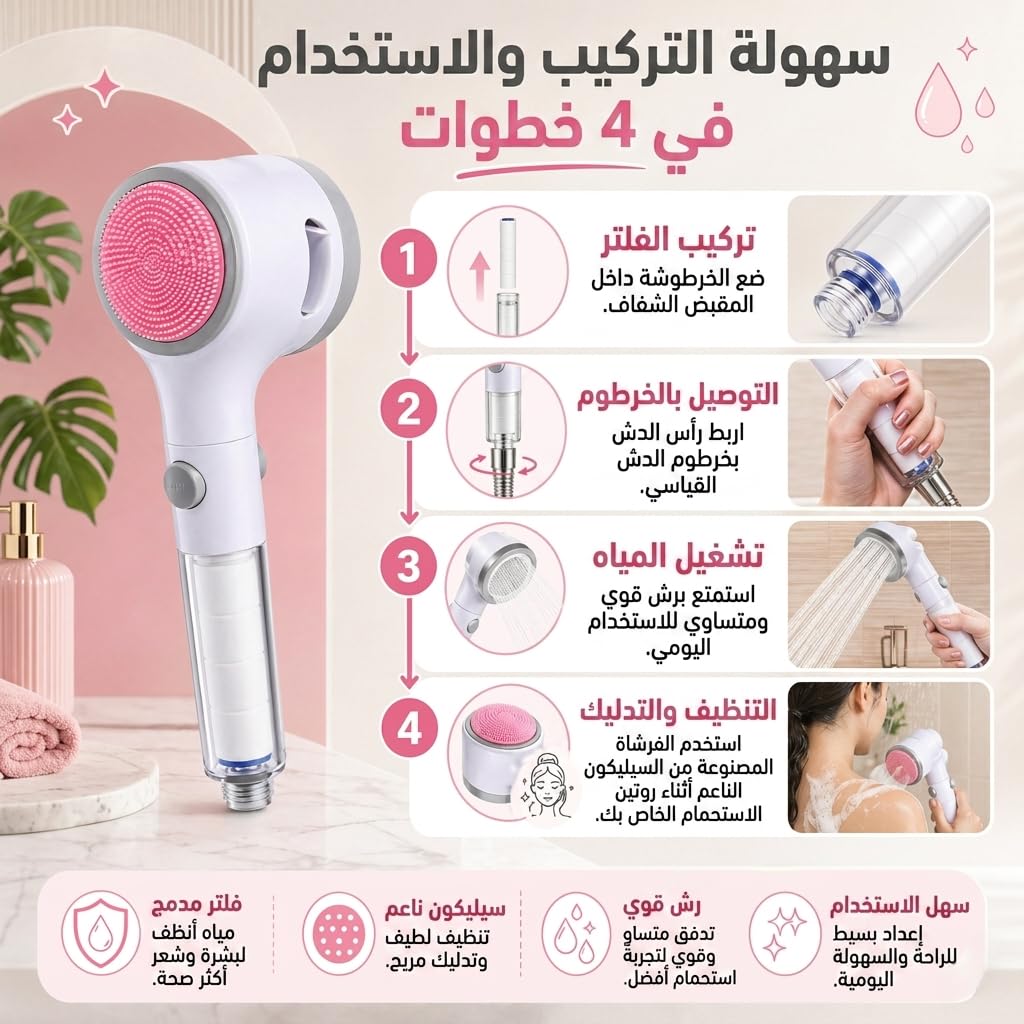 Shower Head with Filter, High Pressure Handheld Bathroom Sprayer with Pause Switch, Multiple Spray Functions, Removable Filter and Easy Installation - image 5
