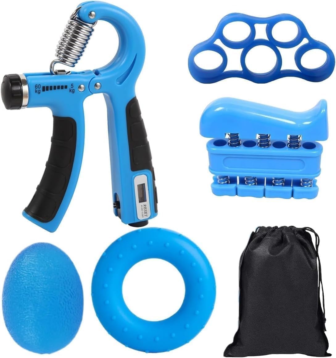 Hand Grip Strengthener, Adjustable Resistance Forearm Exerciser with Ergonomic Handles, Finger and Wrist Training Tool for Fitness, Home and Gym, Blue - image 1