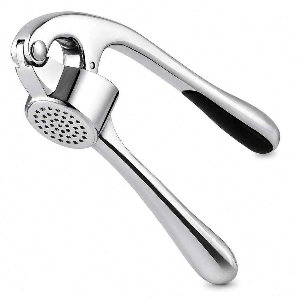 Garlic Press, Stainless Steel Manual Garlic Crusher and Mincer with Ergonomic Handle, Easy-Clean Kitchen Tool, XD-80, Silver - image 1