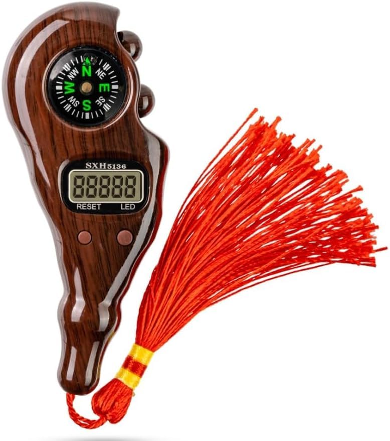 Digital Tasbih Counter with Compass and Night Light, Portable Finger Counter and Digital Rosary with Clear Display, One-Click Count and Reset for Dhikr, Prayer and Travel, SXH-5136 (Brown) - image 1