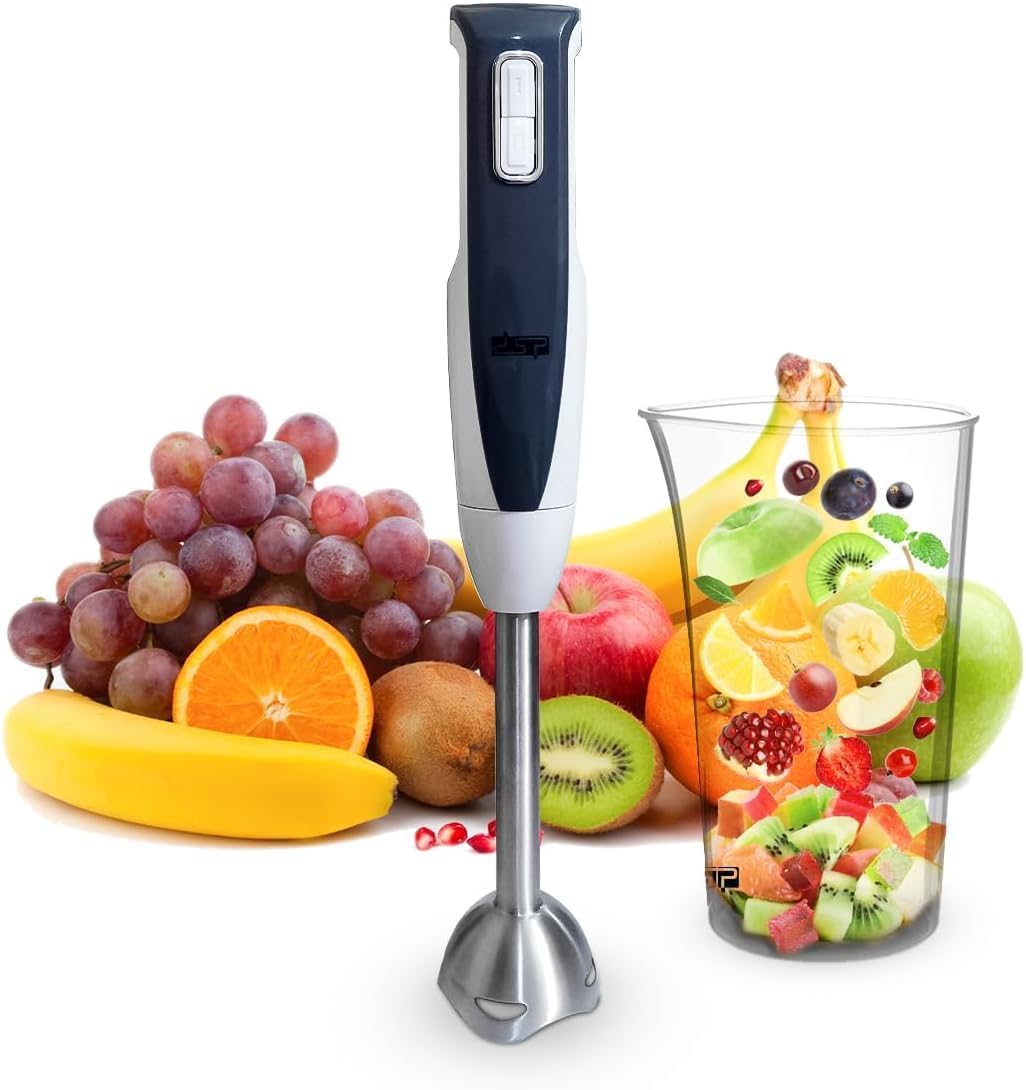 Hand Blender 2 in 1, 400W with Turbo and Variable Speed, Stainless Steel Shaft, 800 ml Beaker and Whisk, Low-Noise Copper Motor, Black and White, KM1024 - image 1