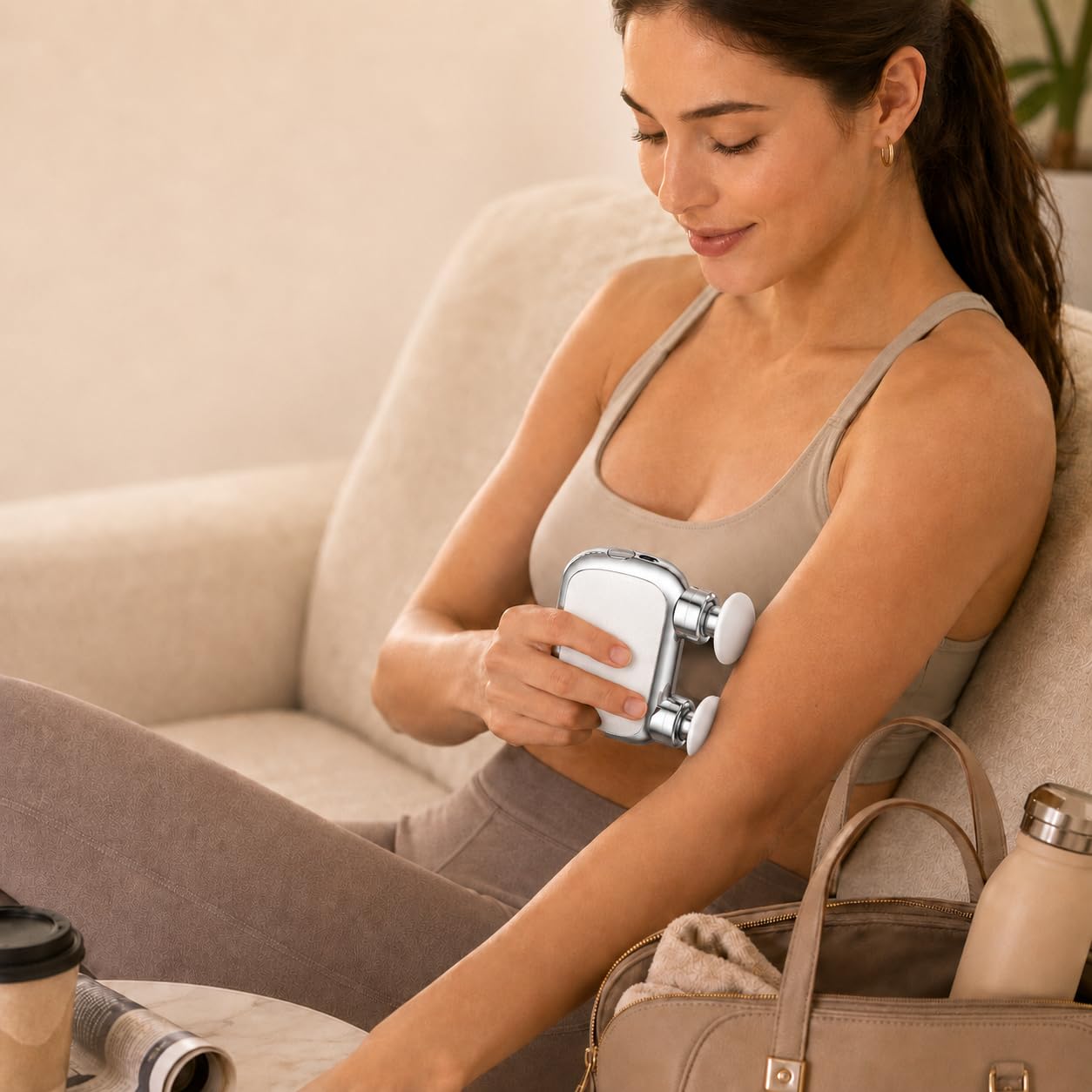 Massage Gun, Dual-Head Mini Muscle Massager with 10W Brushless Motor, 3 Speeds and 6 Interchangeable Heads for Neck, Back, Shoulders and Legs, MD-6011, Silver - image 6