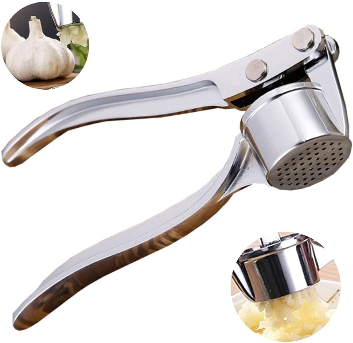 Garlic Press and Crusher, Stainless Steel Manual Garlic Mincer with Ergonomic Handle, Rust-Resistant Easy-Clean Kitchen Tool for Crushing and Chopping, Silver, XD-71 - image 1