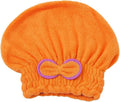 Microfiber Hair Towel Wrap, Quick-Dry Lightweight Turban with Button Loop for Wet, Curly and Long Hair, Soft Absorbent Head Towel Cap, Orange - image 1