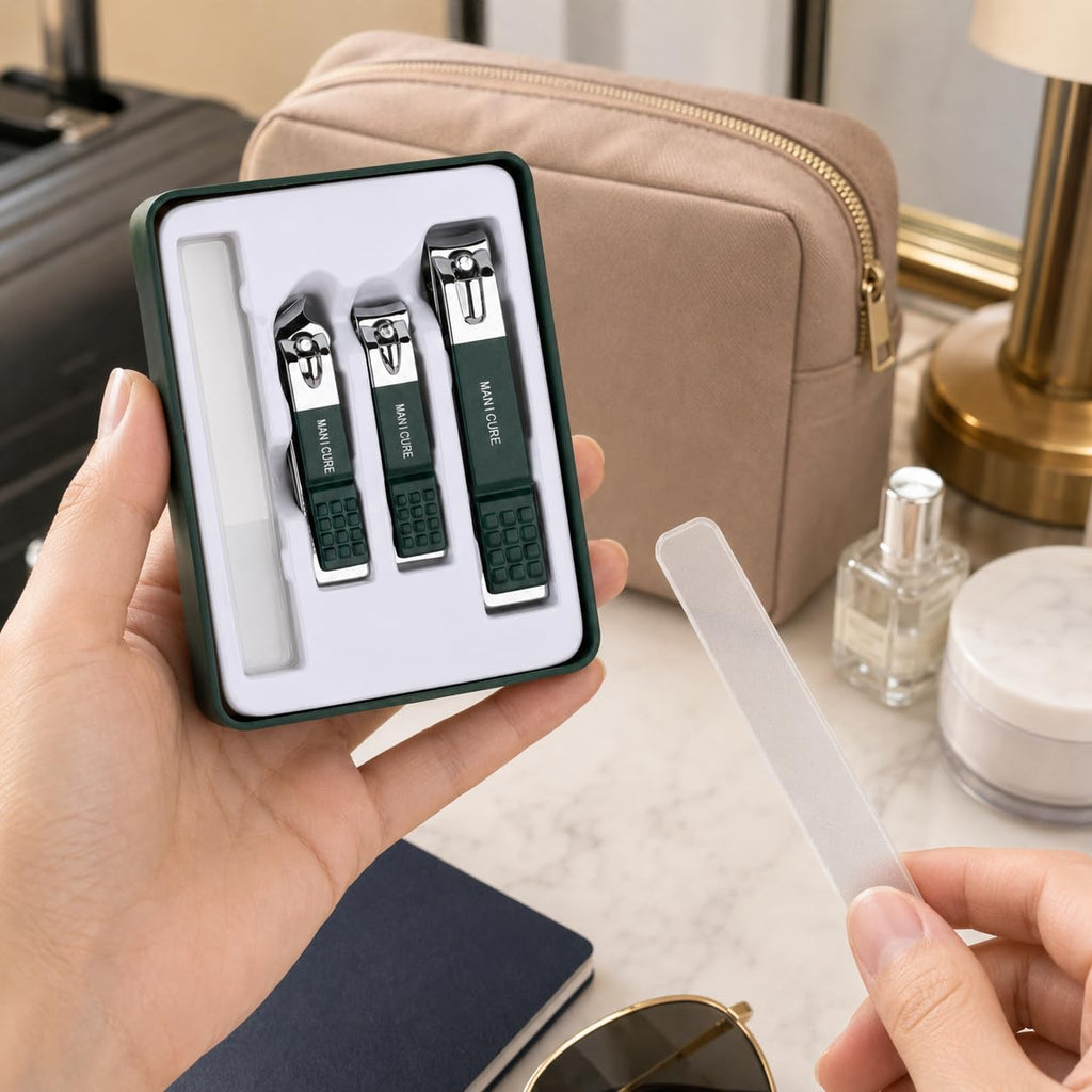 Nail Clippers Set 4 in 1, Stainless Steel Manicure and Pedicure Kit for Fingernails and Toenails, Portable Grooming Tools for Men and Women, Green - image 7