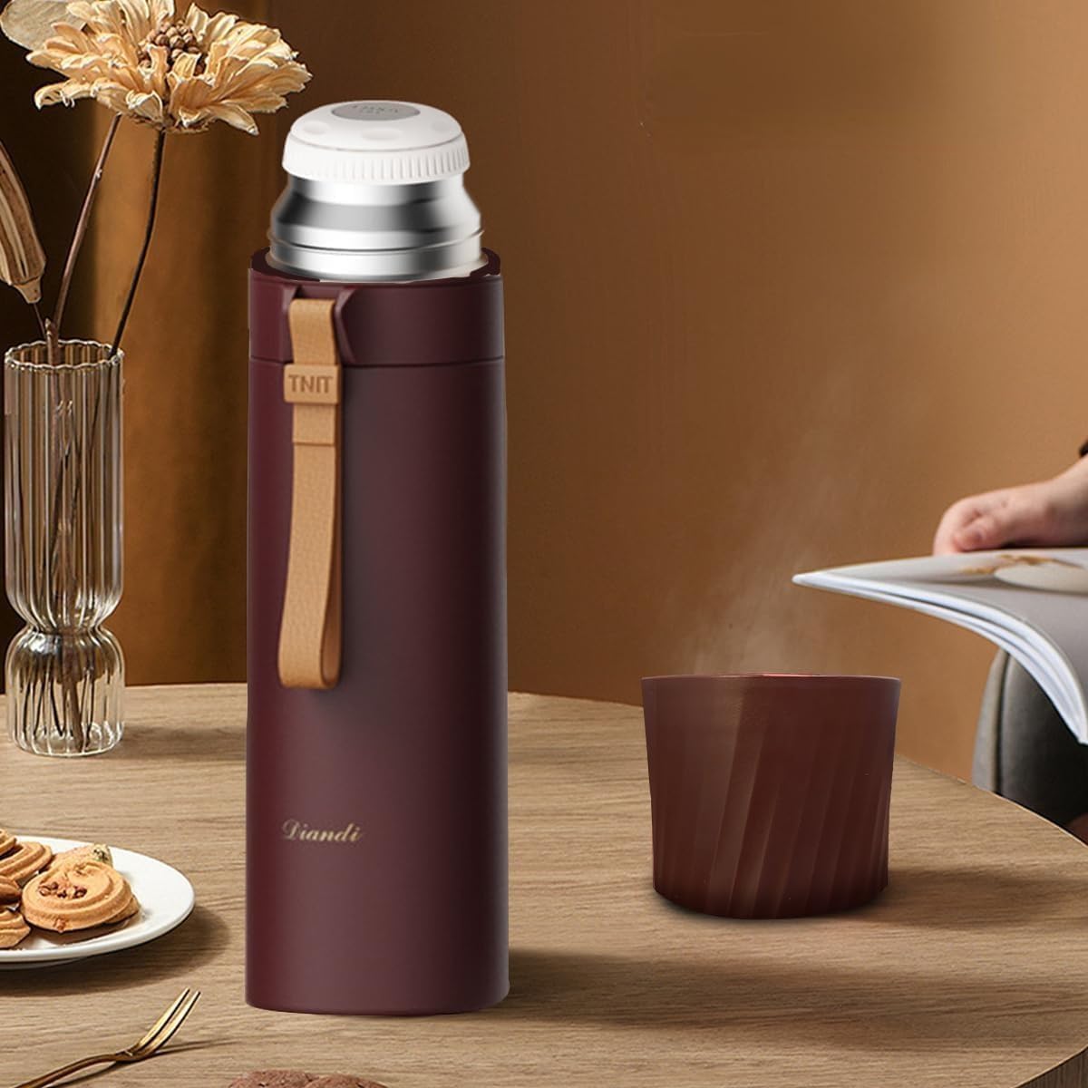 Water Bottle 500 ml, Vacuum Insulated Stainless Steel Thermal Flask with Double-Wall Leakproof BPA-Free Design for Hot and Cold Drinks, Travel, Office, Gym and Outdoor Use (Brown) - image 7