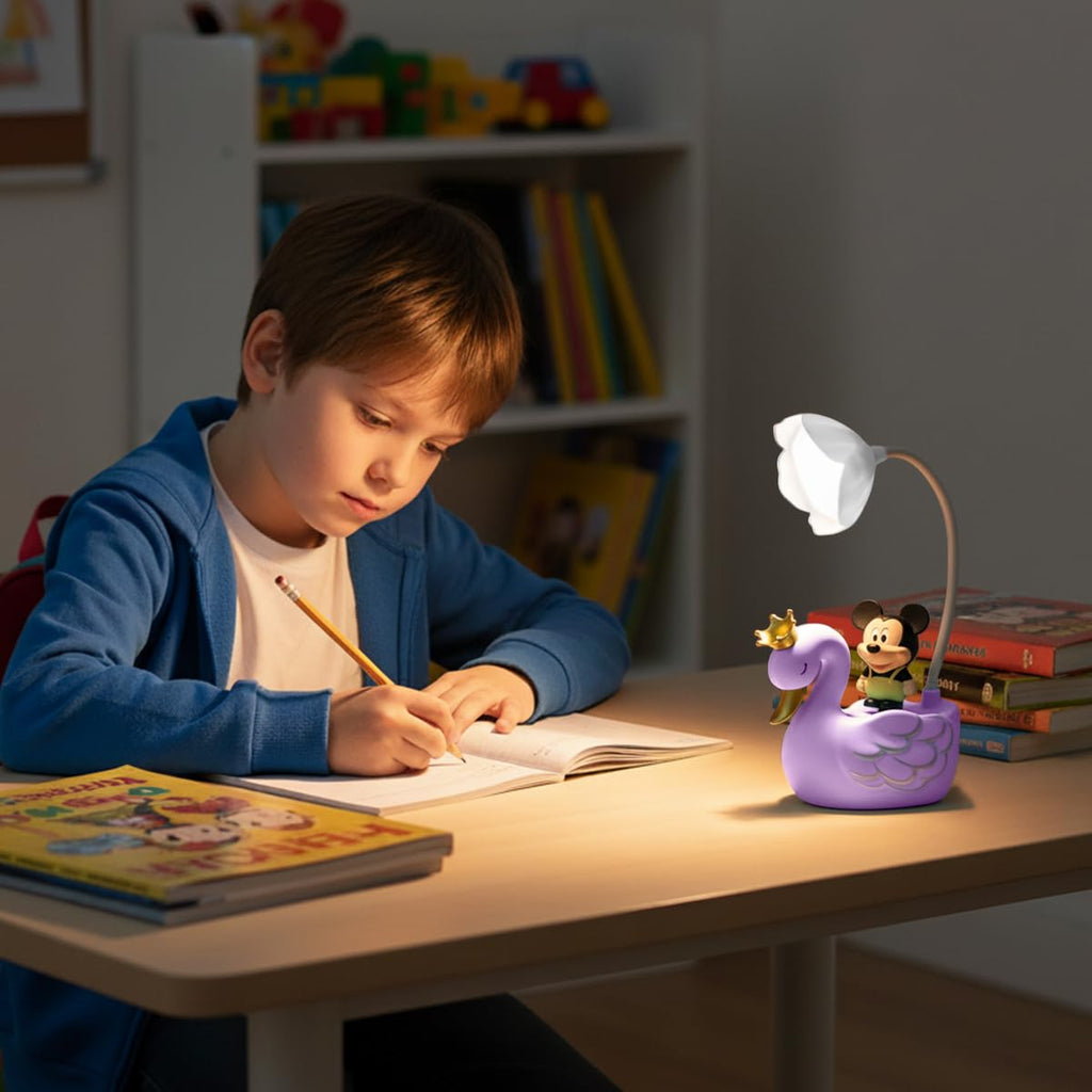 Desk Lamp LED for Study, Foldable Multi-Angle Adjustable Reading Light with Power Switch, Soft Table Lamp for Bedroom, Home Office and Bedside (Purple) - image 6