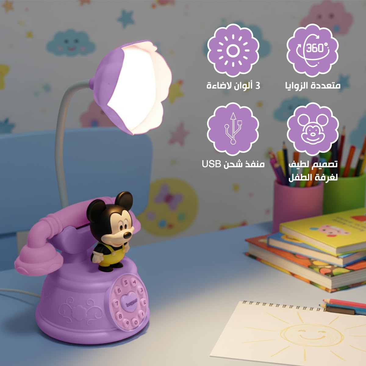 Desk Lamp, LED Foldable Study Light with Power Switch, Multi-Angle Adjustable Table Reading Lamp with Soft Light for Bedroom, Home Office and Students (Purple) - image 2