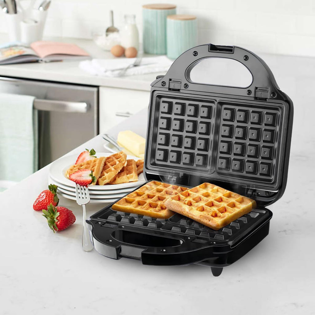 Sandwich Maker 3 in 1, 750W Waffle Maker and Grill with Interchangeable Non-Stick Plates, Cool-Touch Handle, Automatic Temperature Control, Ready Lights and Non-Slip Feet, KC1209 - image 6