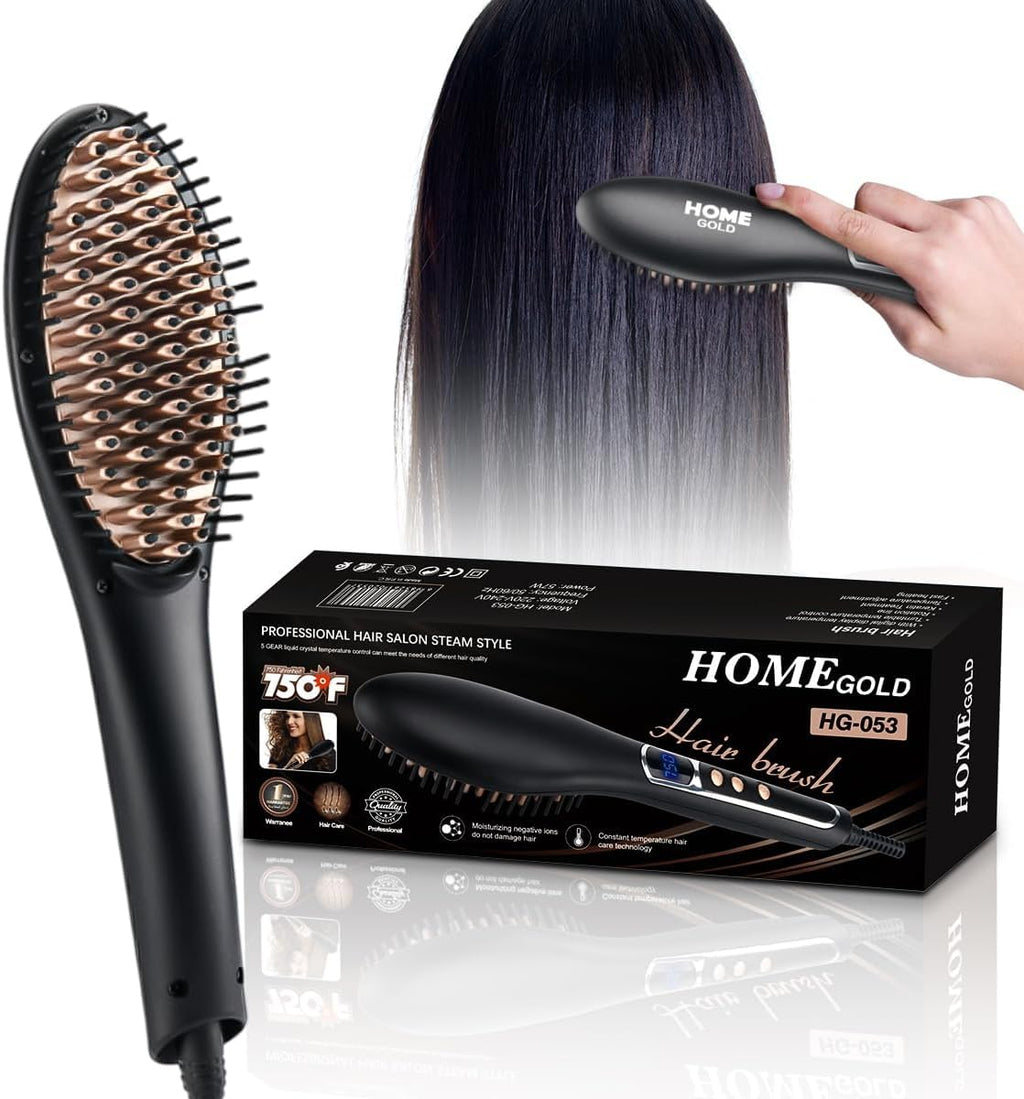 Hair Dryer Brush 57W, Ionic Hot Air Comb and Blow Dryer Styler with Fast Heating for Straightening, Smoothing and Volumizing All Hair Types, HG-053, Black - image 1