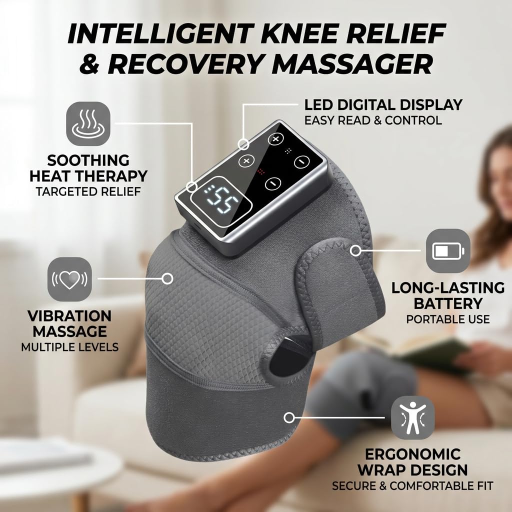 Knee Massager with Heat Vibration Wrap for Shoulder Elbow Adjustable Soft Fabric Heating Pad 3D Massage Daily Home Use WNK-001A - image 2