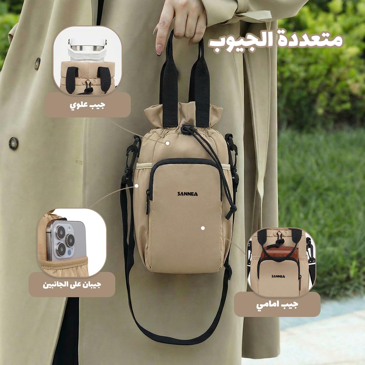 Insulated Lunch Bag 1.5L Thermal Cooler Tote, Waterproof Leakproof Small Food Storage Bag for Work School Travel Picnic, BB-532 (Beige) - image 4