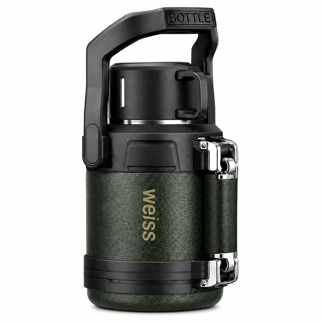 Insulated Stainless Steel Water Bottle 2.3L, 316 Vacuum Flask with Carry Handle, Leakproof Hot and Cold Travel Bottle for Gym, Office, Camping and Daily Use, F-1522 (Army Green) - image 1
