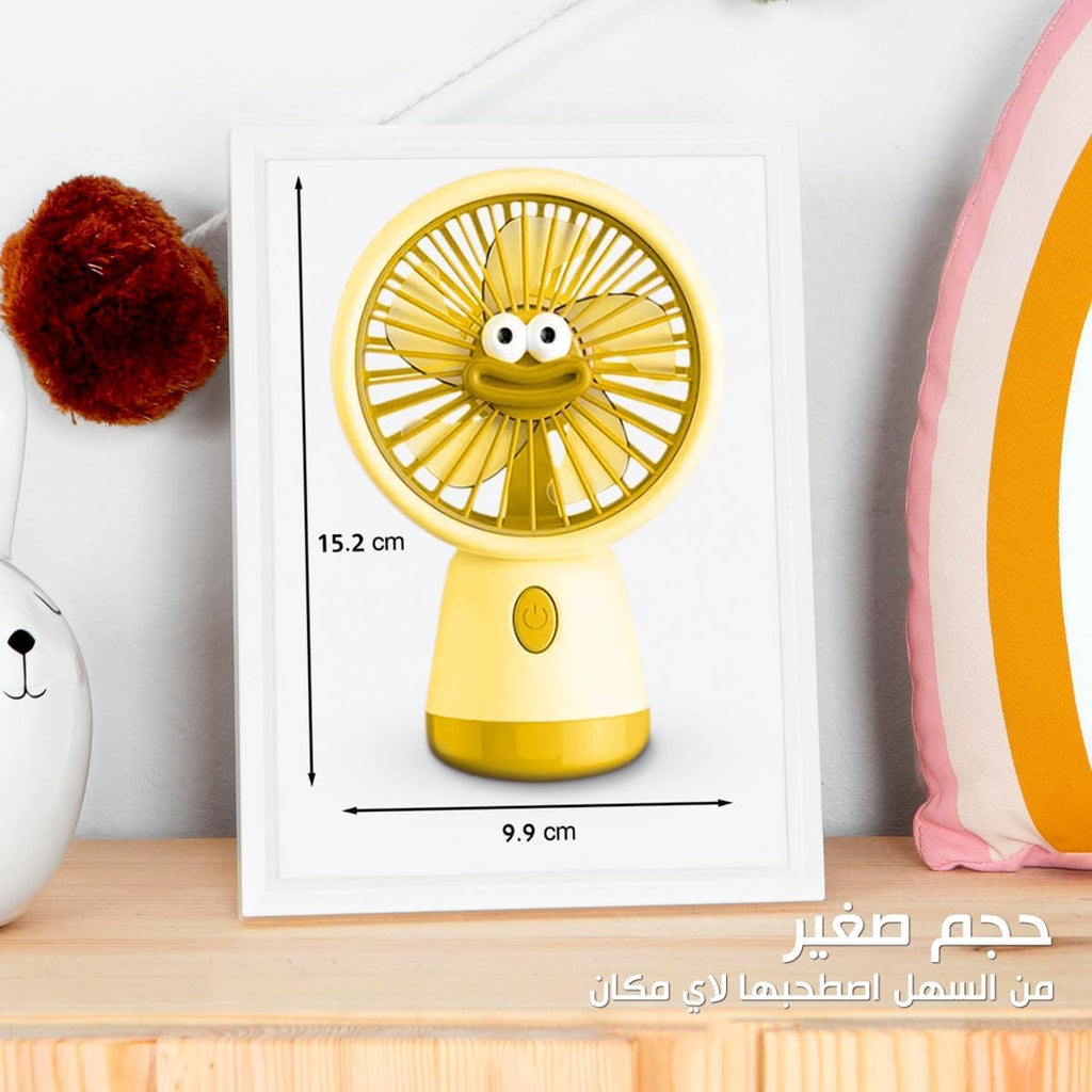 Mini Fan, Portable USB Handheld and Desktop Design, 3 Speed Compact Personal Cooling 1.5W for Home, Office, Study and Travel, YS-2325 (Yellow) - image 3