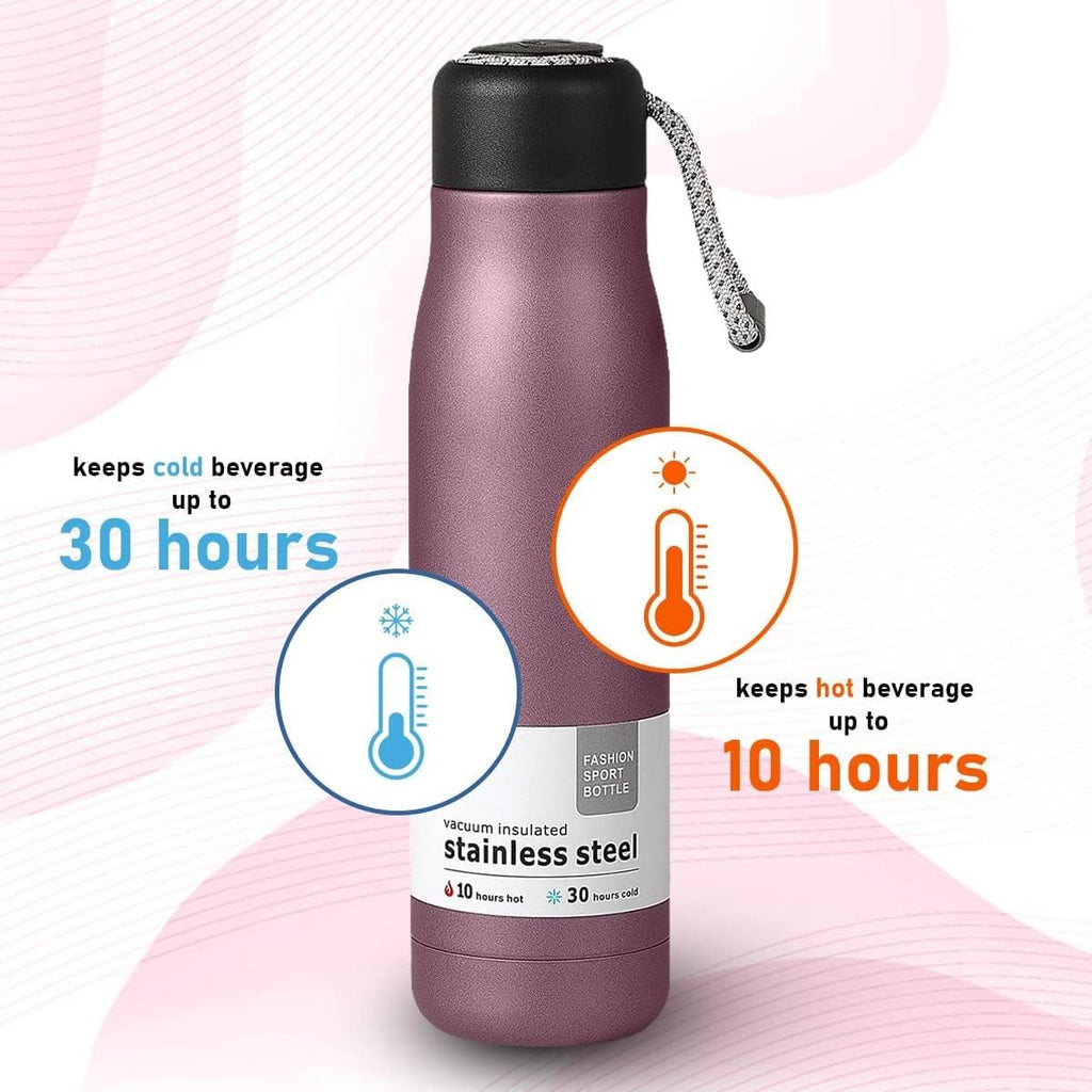 Water Bottle 500ml, Vacuum Insulated Stainless Steel Flask with Leakproof Lid, BPA-Free Double Wall Bottle for Hot and Cold Drinks, Gym, Travel, Office and Daily Use (Pink) - image 5