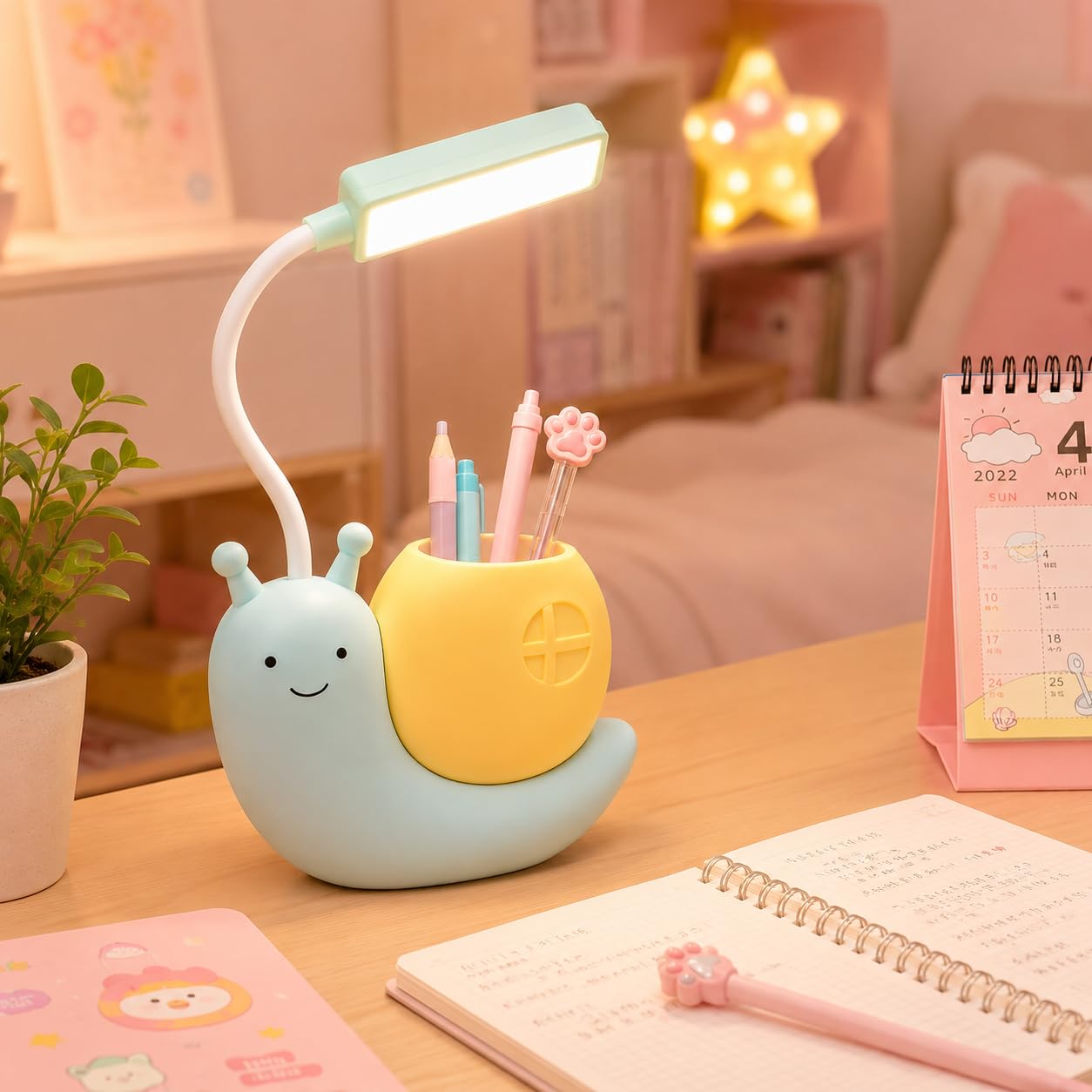 Desk Lamp LED, Adjustable Foldable Study Light with Power Switch, Multi-Angle Eye-Care Table Lamp for Reading, Homework, Office, Bedroom and Bedside, EL-455 (Blue) - image 6