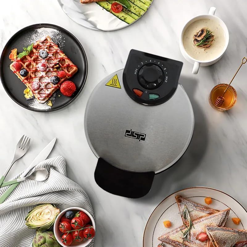 Waffle Maker 850W, Non-Stick Round Waffle Iron with Cool-Touch Housing, Temperature-Controlled Indicator Lights, Non-Slip Feet and Vertical Storage, Black, KC1048 - image 7